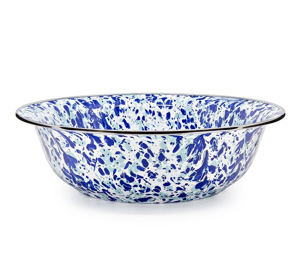 Golden Rabbit Swirl Enamel Serving Bowls, Medium - Cobalt/Seaglass - Image 1