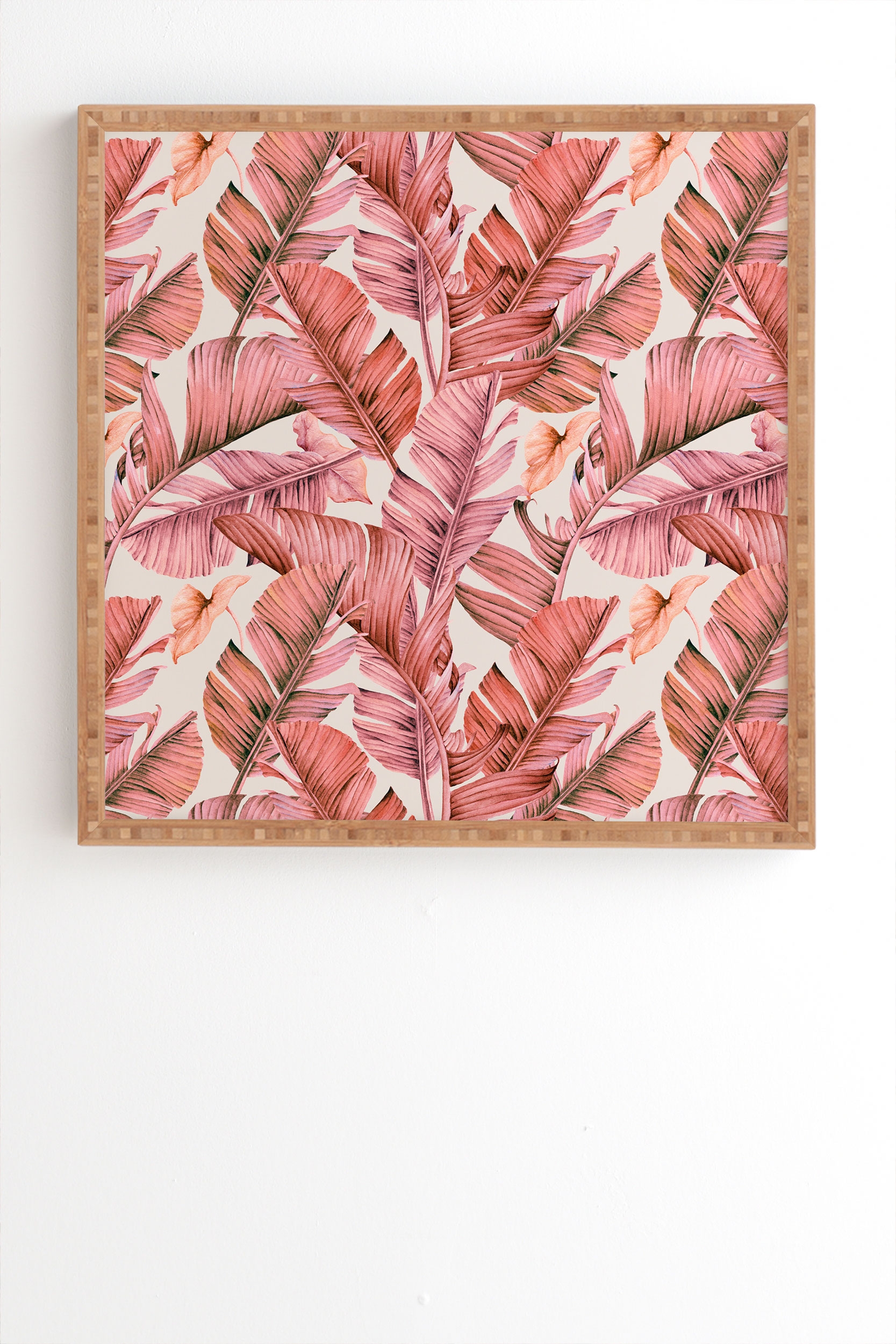 Jungle Paradise Pink by Marta Barragan Camarasa - Framed Wall Art Bamboo 20" x 20" - Image 1
