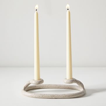 Virginia Sin Duo Candlestick Holder, Speckled White - Image 2