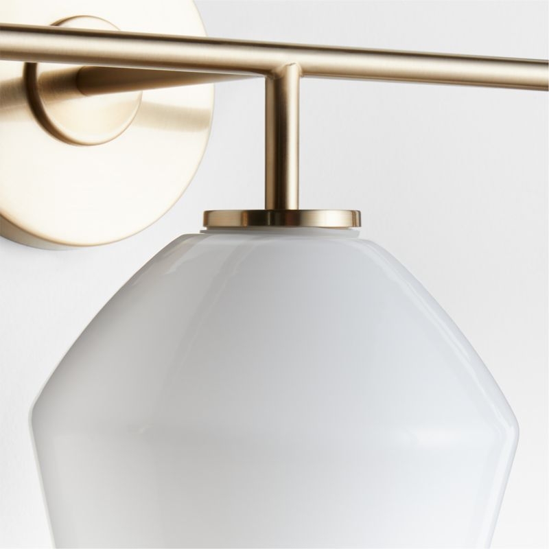 Arren Brass 3-Light Wall Sconce with Milk Angled Shades - Image 3