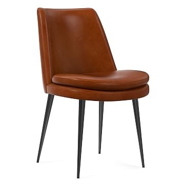 Finley Low Back Dining Chair, Saddle Leather, Nut, Gunmetal - Image 0