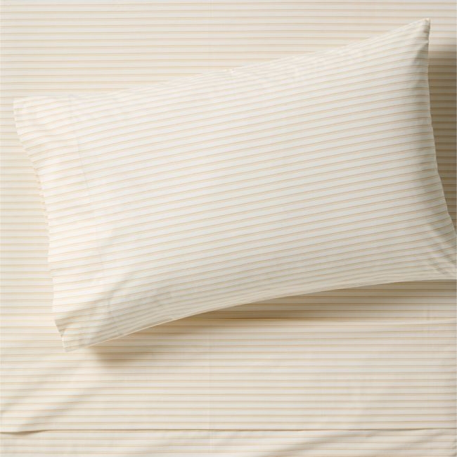 Stax Yellow Pajama Stripe Percale Organic Cotton Kids Twin Sheet Set - Image 0