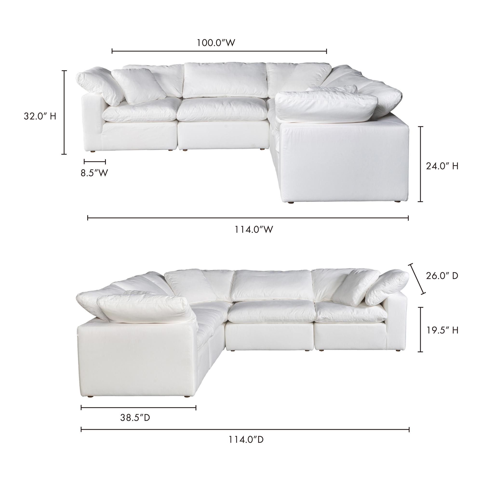 Terra Condo Classic L-Shaped Modular Sectional Cream White - Image 4