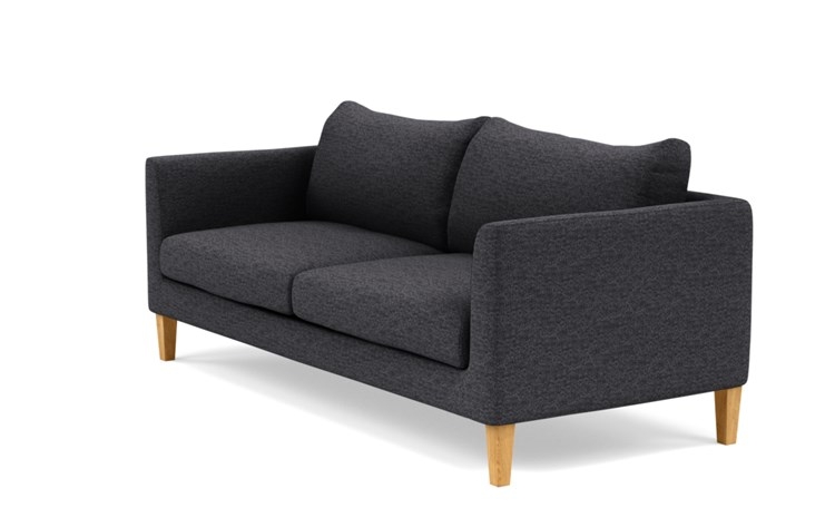 Owens Sofa with Black Coal Fabric, standard down blend cushions, and Natural Oak legs - Image 4