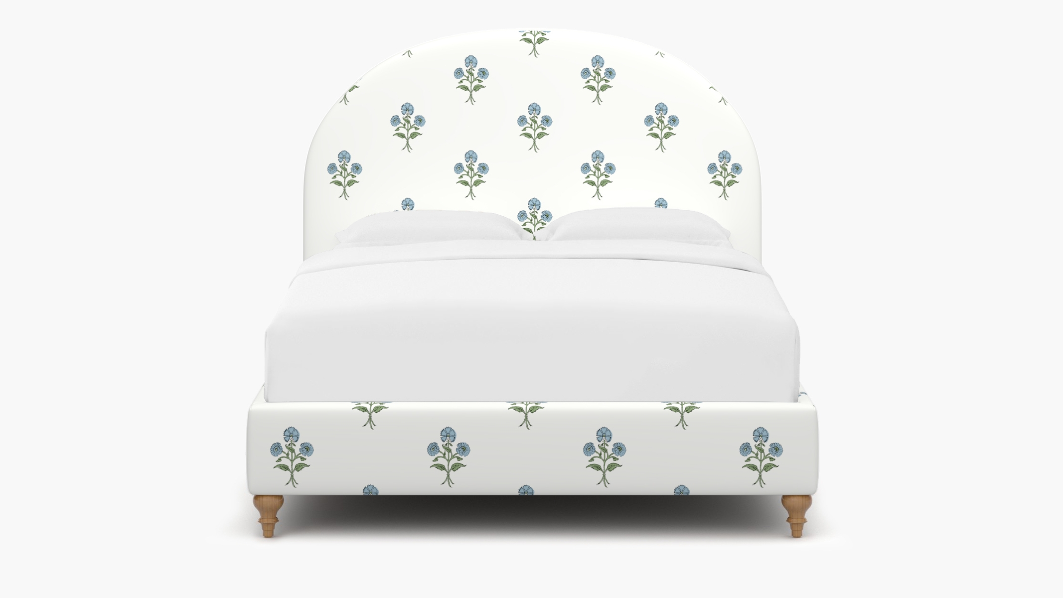 Demilune Bed, Blue Delphine, Natural Traditional Turned Leg, Full - Image 0