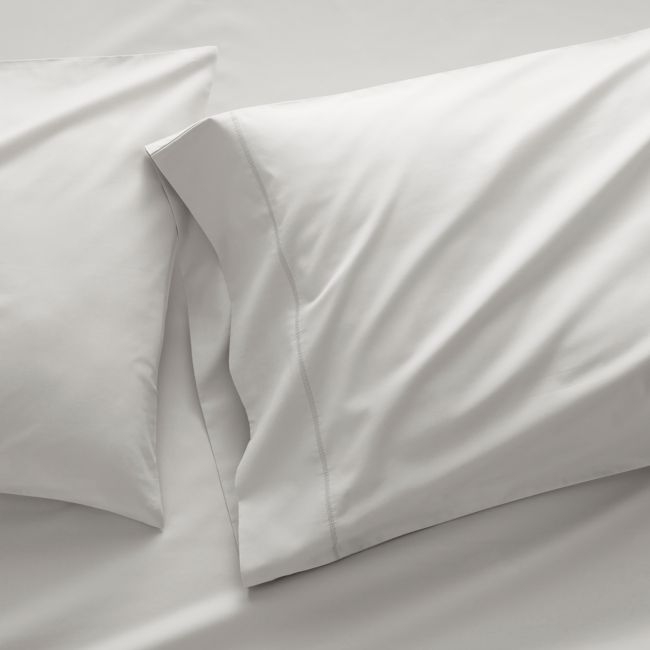 Favorite Organic Cotton Percale Dove Grey King Pillowcases, Set of 2 - Image 0
