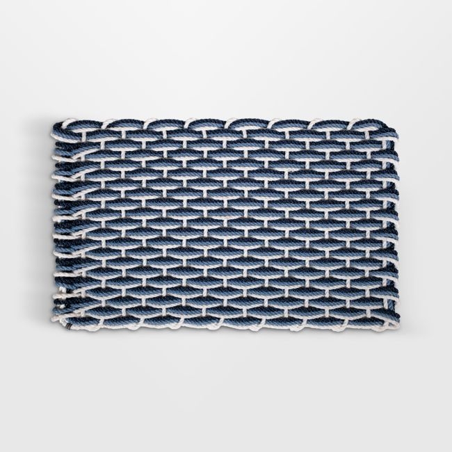 The Rope Co. Pearl, Glacier Bay, and Navy Indoor/Outdoor Handwoven Doormat 21x34" - Image 0