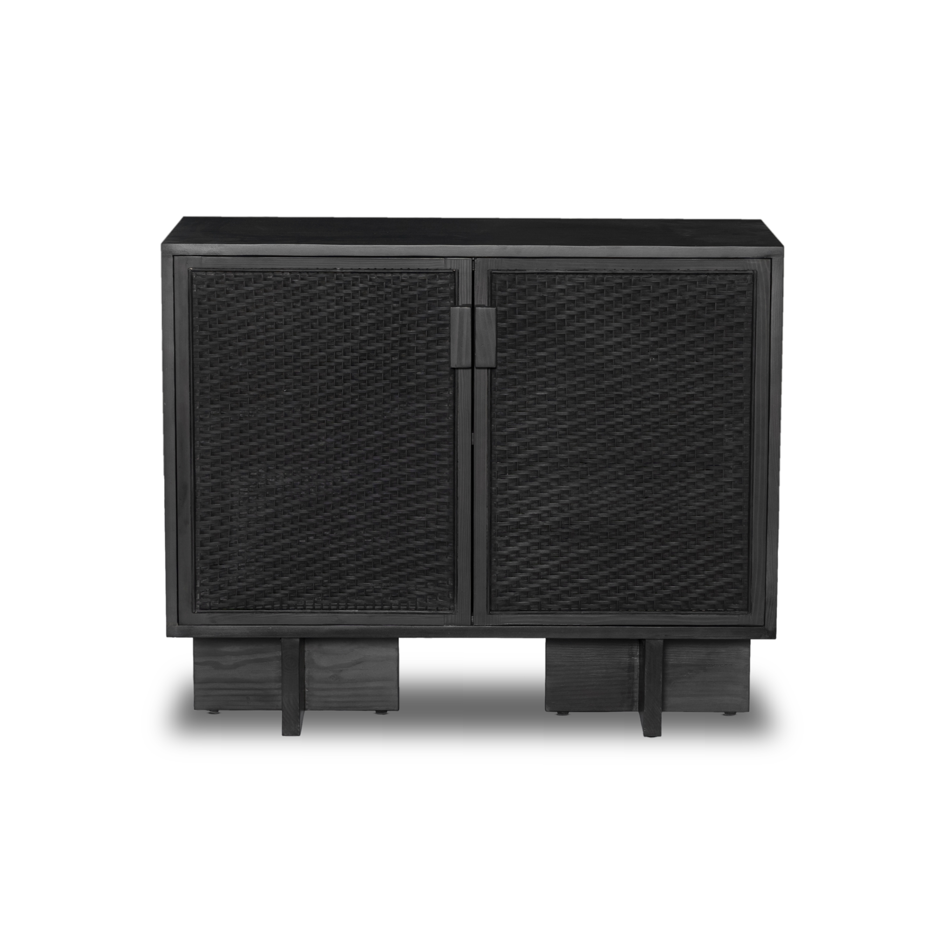 Levon Bar Cabinet-Black Woven Rod Cane - Image 0