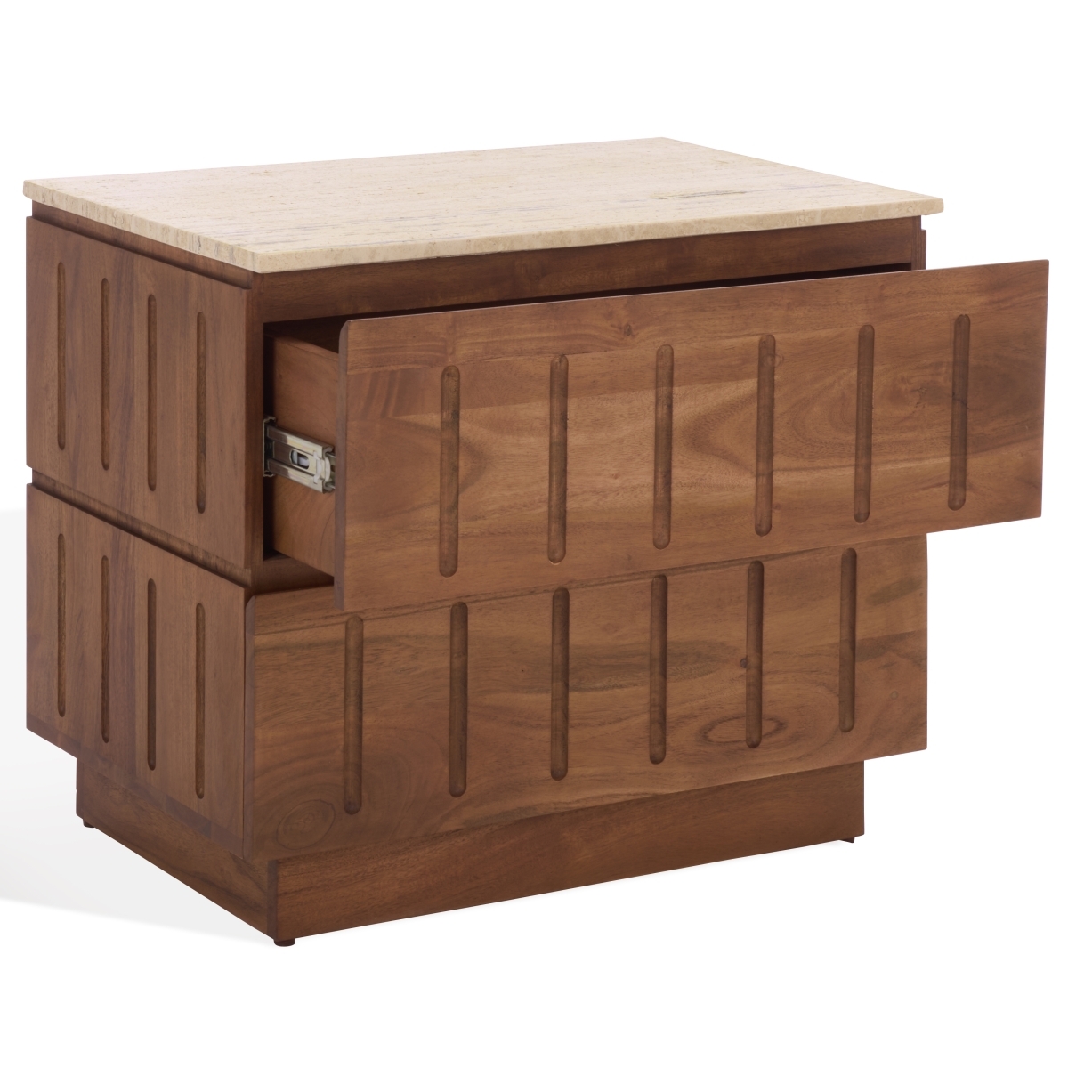 Kaylissa Travertine Nightstand - Travertine / Walnut - Image 5