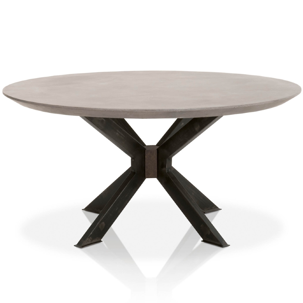 Scarlett Industrial Loft Grey Concrete Round Dining Table - 60 inches - Image 0