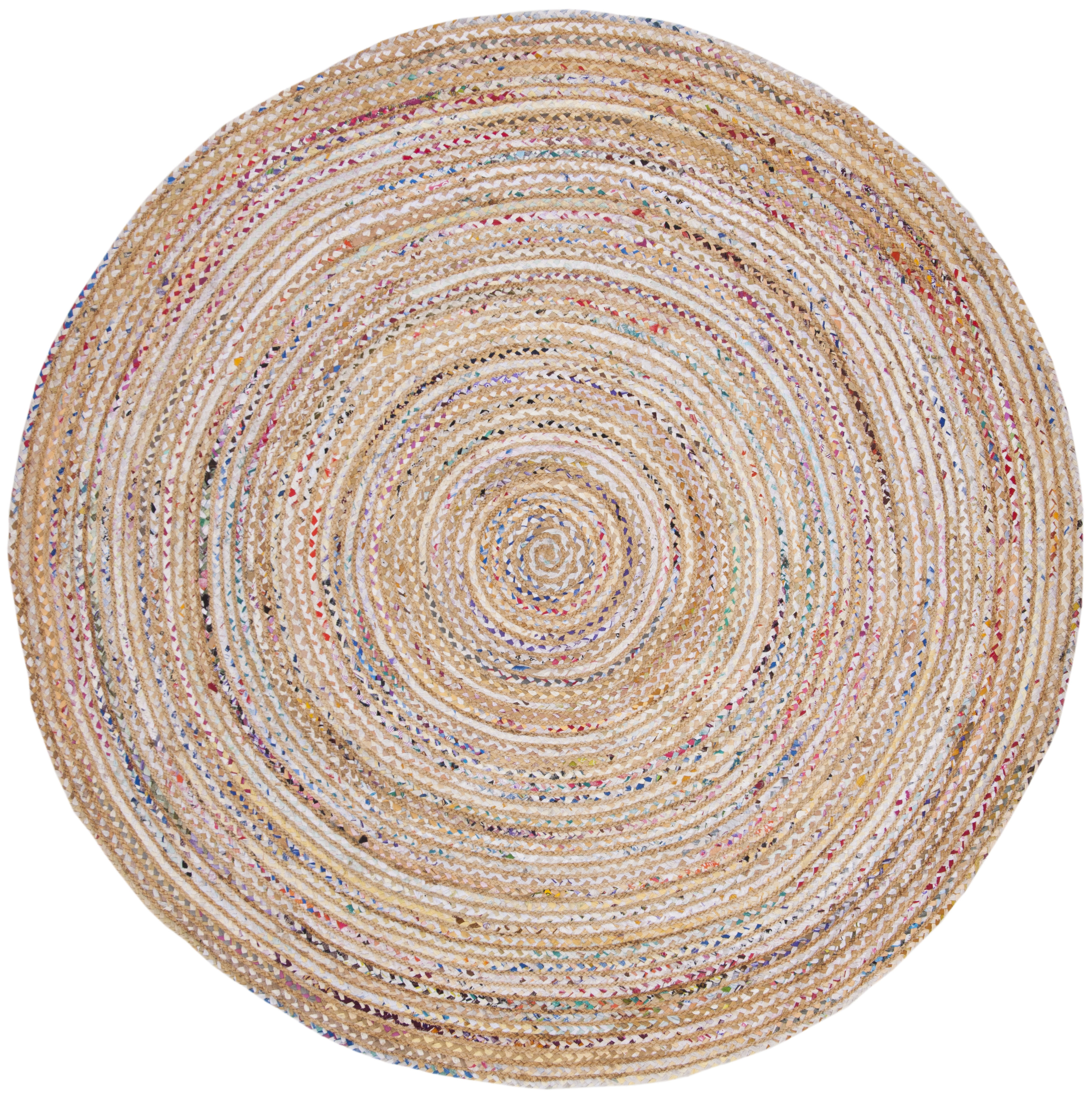 Arlo Home Hand Woven Area Rug, CAP202B, Beige/Multi,  7' X 7' Round - Image 0