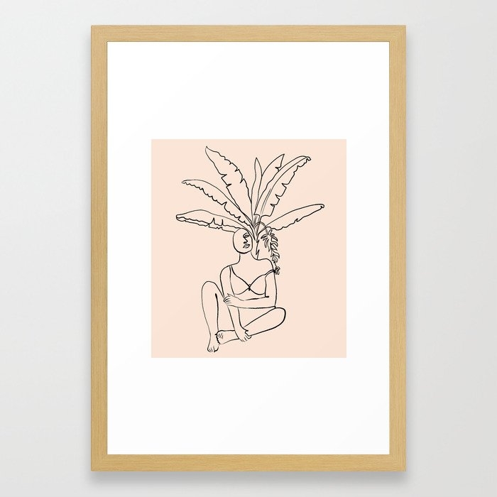 Staycation #lineart #drawing #minimal Framed Art Print by 83 Orangesa(r) Art Shop - Conservation Natural - SMALL-15x21 - Image 0