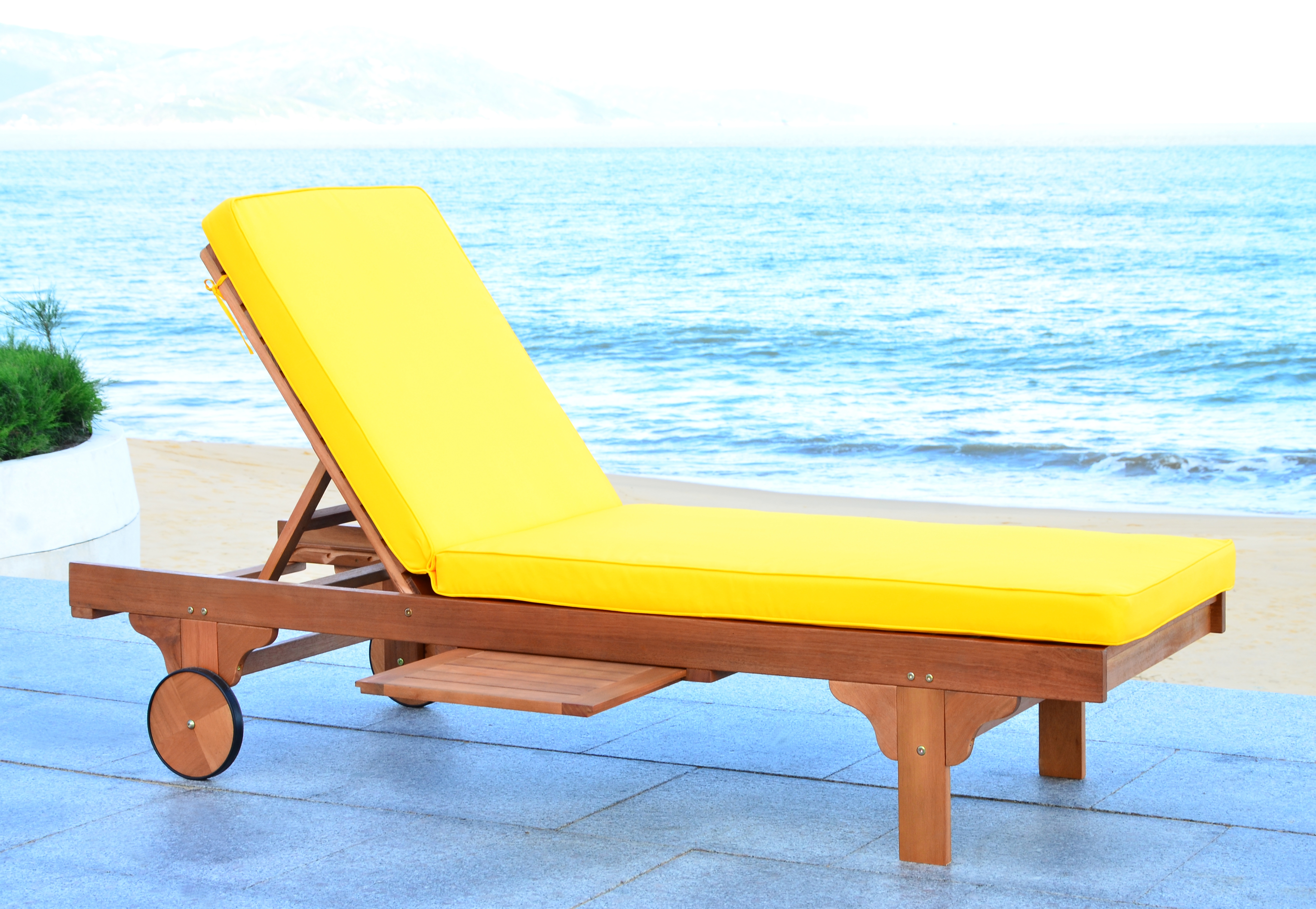 Newport Chaise Lounge Chair With Side Table - Natural/Yellow - Arlo Home - Image 6
