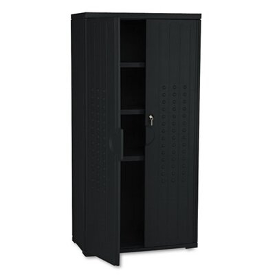 Officeworks Resin Storage Cabinet, 33W X 18D X 66H, Platinum - Image 0