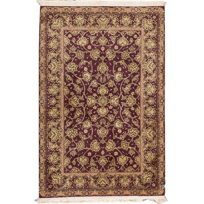 Oriental Hand Knotted Wool Wine/Gold Area Rug - Image 0