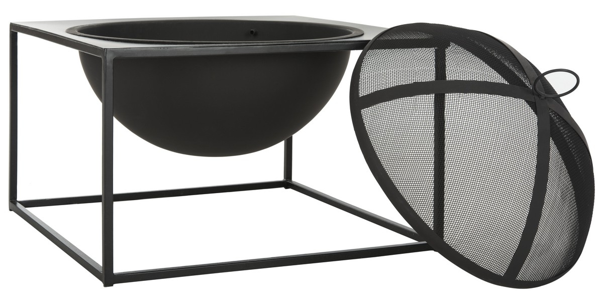 Leros Square Fire Pit - Black - Safavieh - Image 1