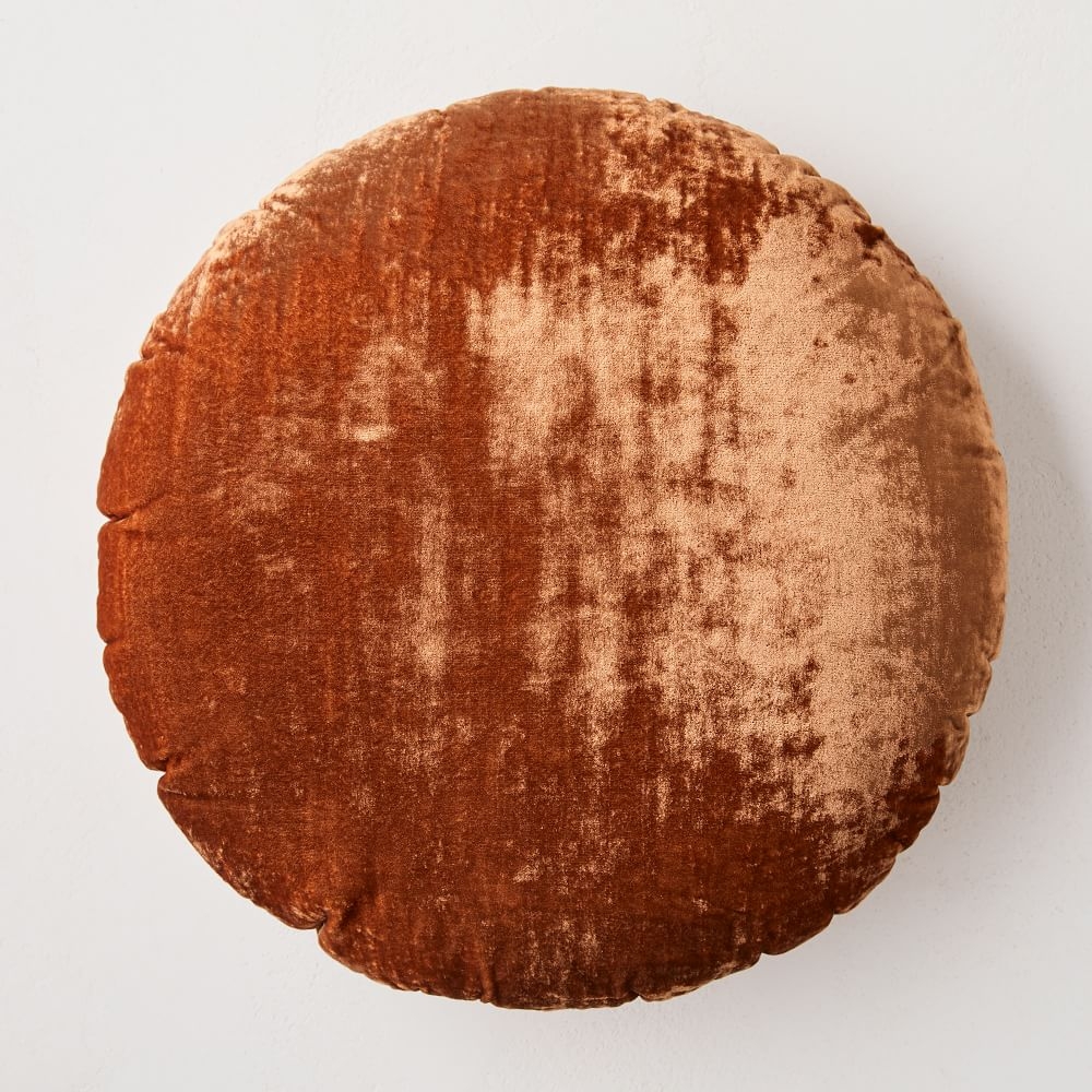 Round Lush Velvet Pillow, Copper, Set of 2 - Image 0