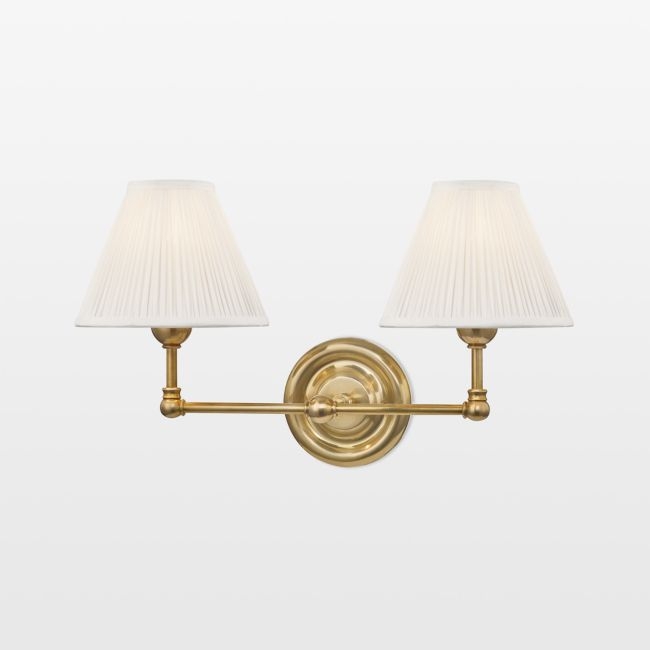Leeds Brass Double-Light Wall Sconce Light - Image 0