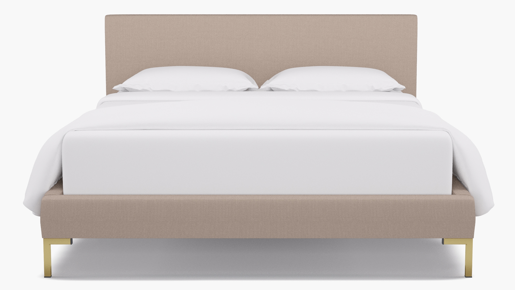 Modern Platform Bed, Husk Everyday Linen, Brass, Queen - Image 1