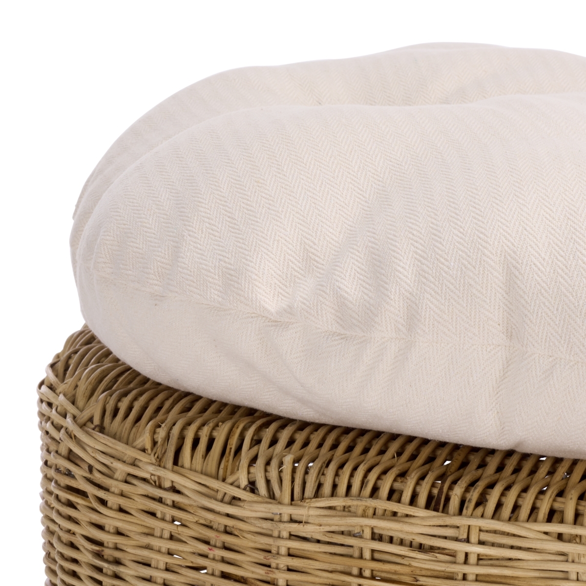 Bori Round Ottoman With Cushion - Natural / White - Image 2