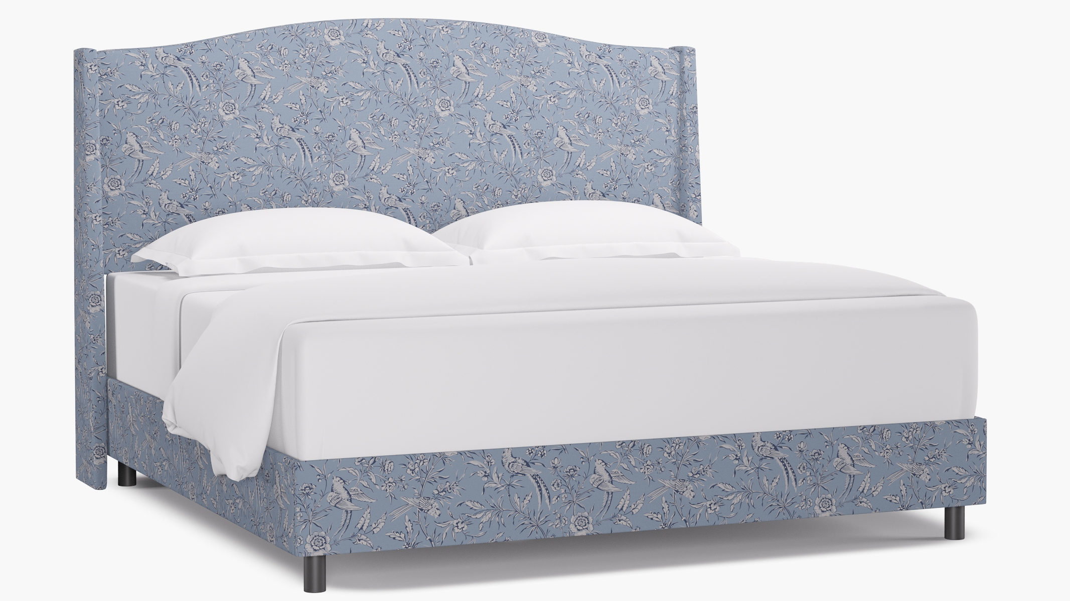 Classic Wingback Bed, Blue Aviary, King - Image 0