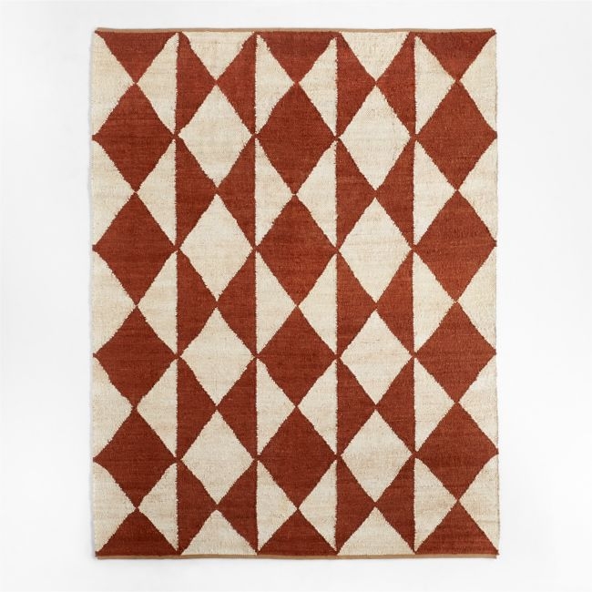 Toulon Jute Diamond Checkered Teracotta Area Rug 12'x15' - Image 0
