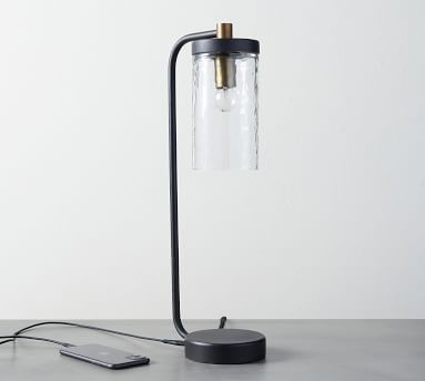 Raylan Recycled Glass USB Table Lamp, Bronze & Brass - Image 1