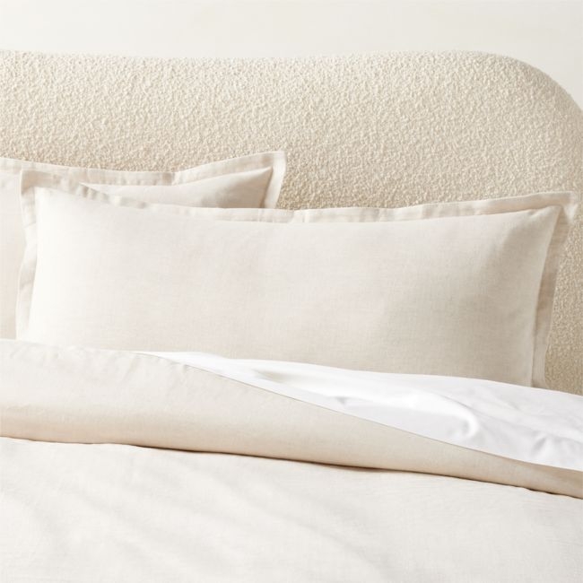 Kellen Organic Cotton-Blend Beige King Pillow Shams Set of 2 - Image 0
