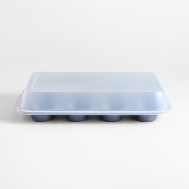 Crate & Barrel Blue 12-Cup Muffin Pan with Lid - Image 0