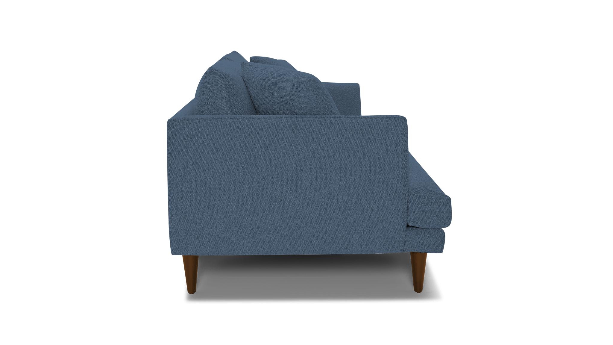 Blue Lewis Mid Century Modern Grand Sofa - Milo French Blue - Mocha - Image 2