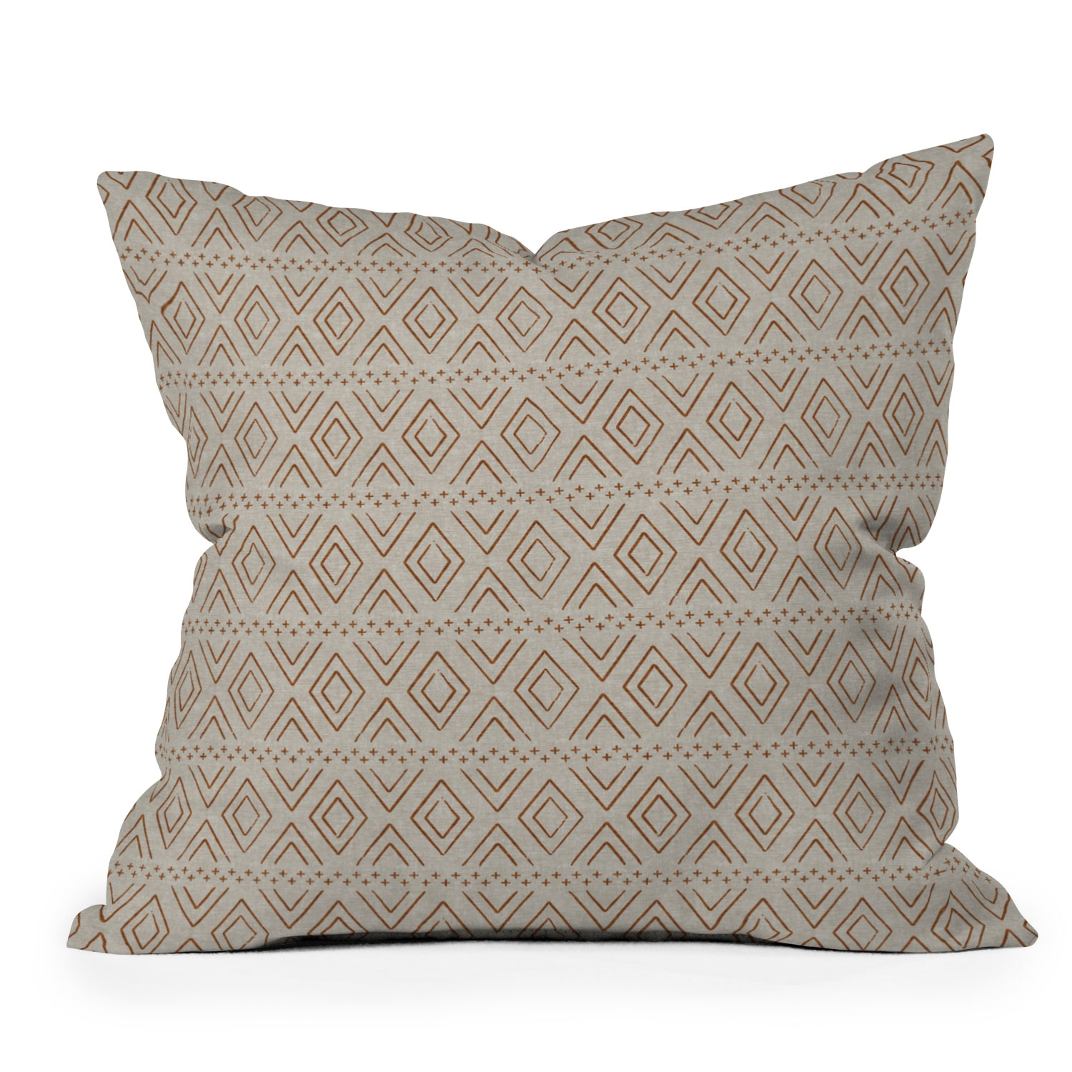 Farmhouse Diamonds Rust by Little Arrow Design Co - Outdoor Throw Pillow 16" x 16" - Image 0