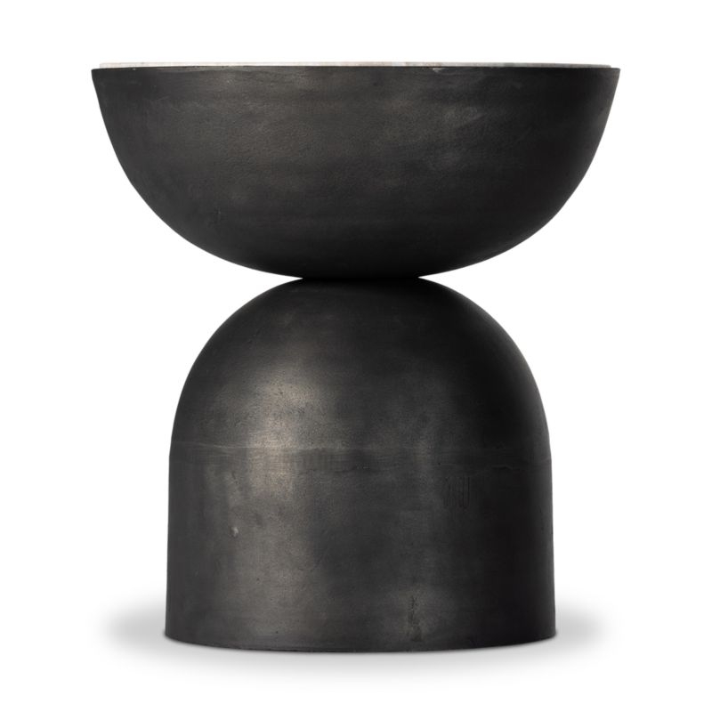 Dev Taupe Marble and Grey Metal End Table - Image 3