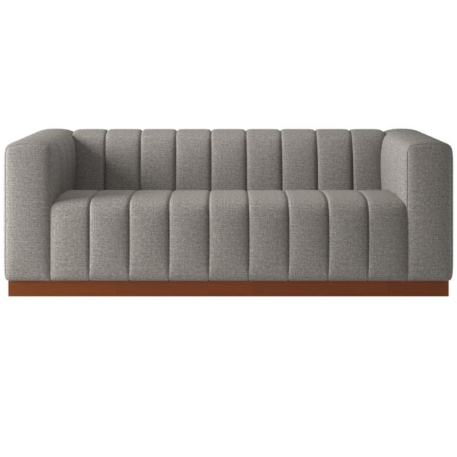 Forte 81" Taylor Felt Grey Sofa with Walnut Base - Image 0