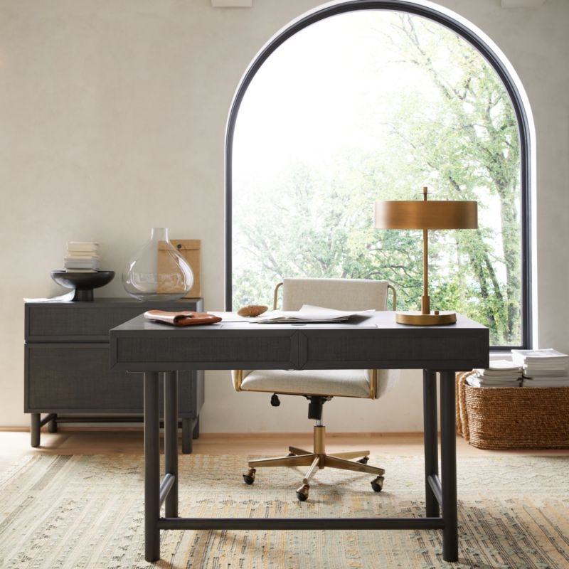 Emmer 48" Charcoal Oak Desk with Outlet - Image 1