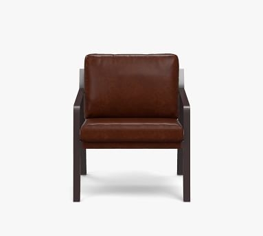 Owen Leather Armchair, Polyester Wrapped Cushions, Churchfield Camel - Image 1