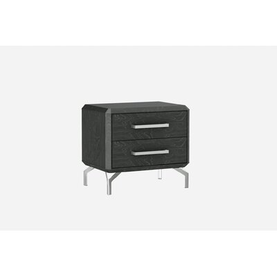 Guenievre 2 - Drawer Stainless Steel Nightstand in Gray - Image 0