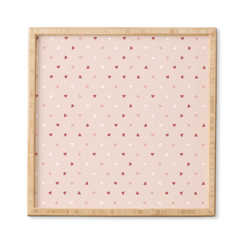Mini Red Pink And White Hearts by Cuss Yeah Designs - Framed Wall Art Bamboo 12" x 12" - Image 0