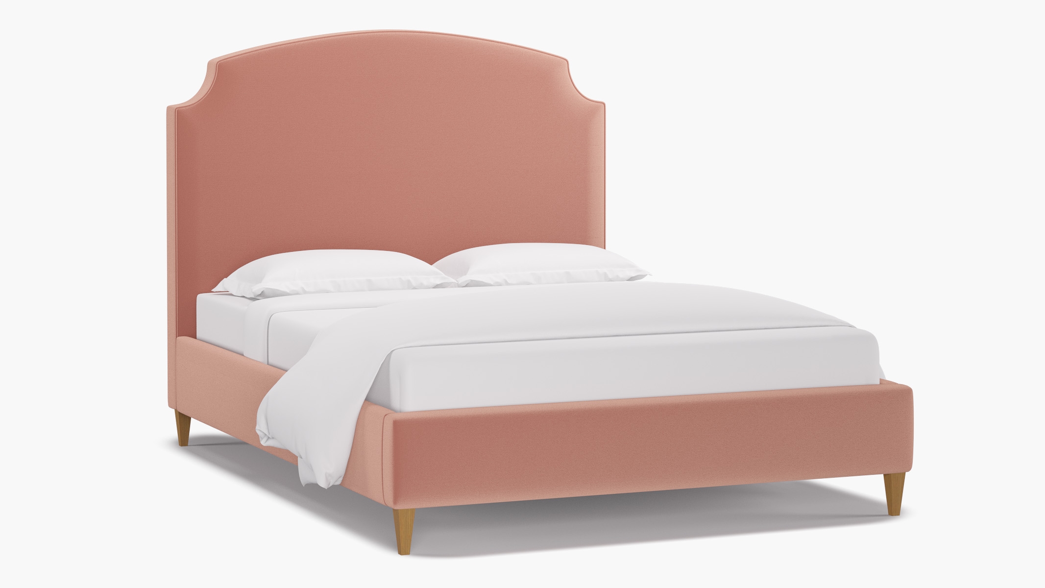 Cove Bed, Bloom Performance Plush Velvet, Natural Square Tapered Leg, Queen - Image 1