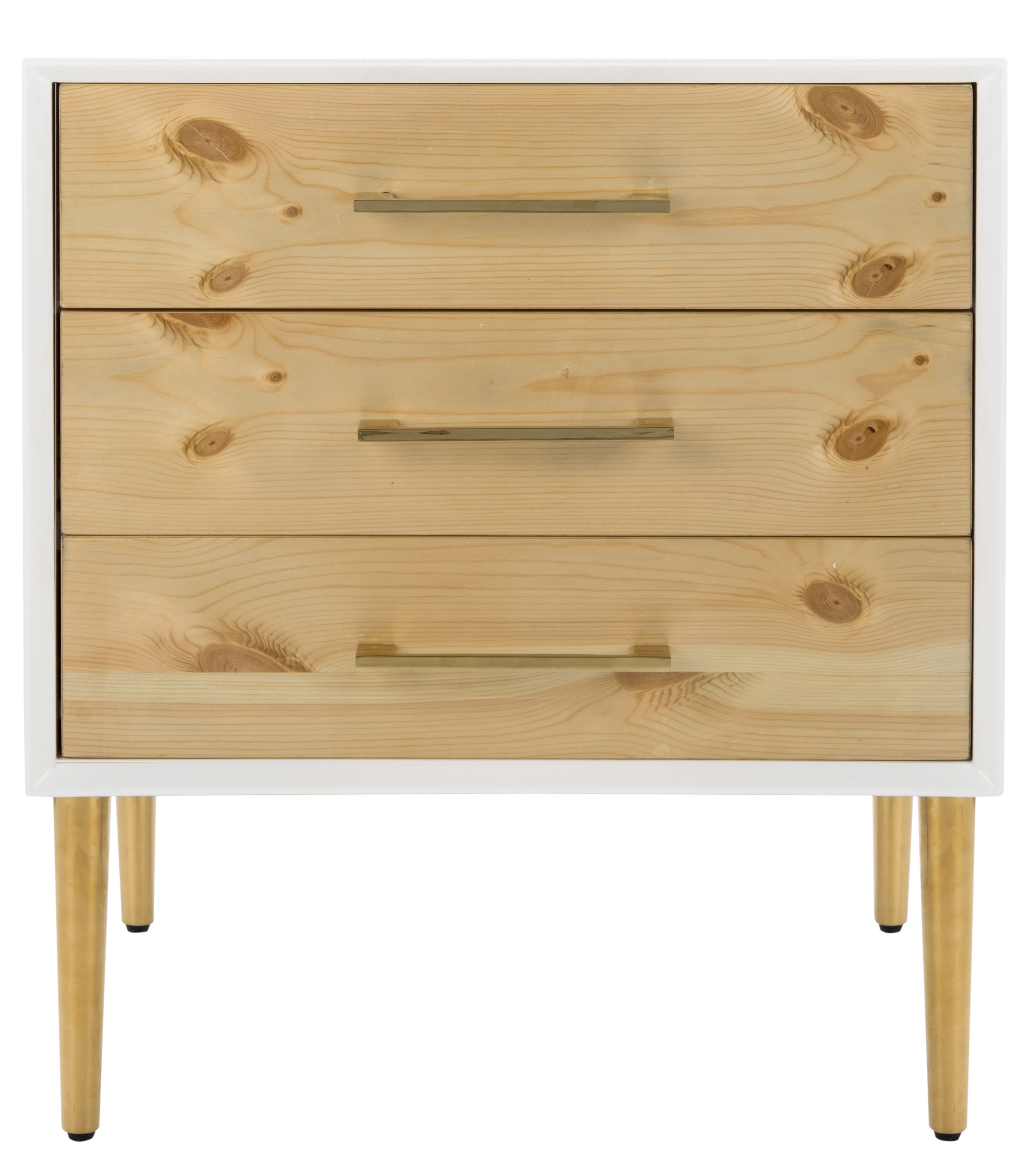 Vanda 3-Drawer Beetlewood Side Table - White - Safavieh - Image 0