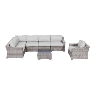 Saffi Wicker Fully Assembled 5 - Person Seating Group with Cushions - Image 0