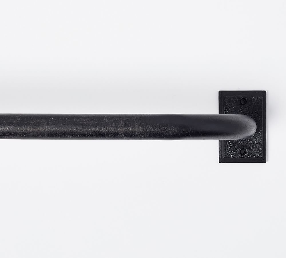 1.25" diam. Room Darkening Curtain Rod &amp; Wall Bracket, Medium, Cast Iron Black - Image 0