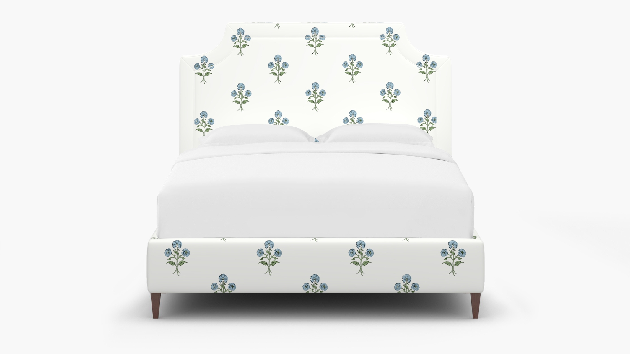 Deco Bed, Blue Delphine, Walnut Square Tapered Leg, Full - Image 0