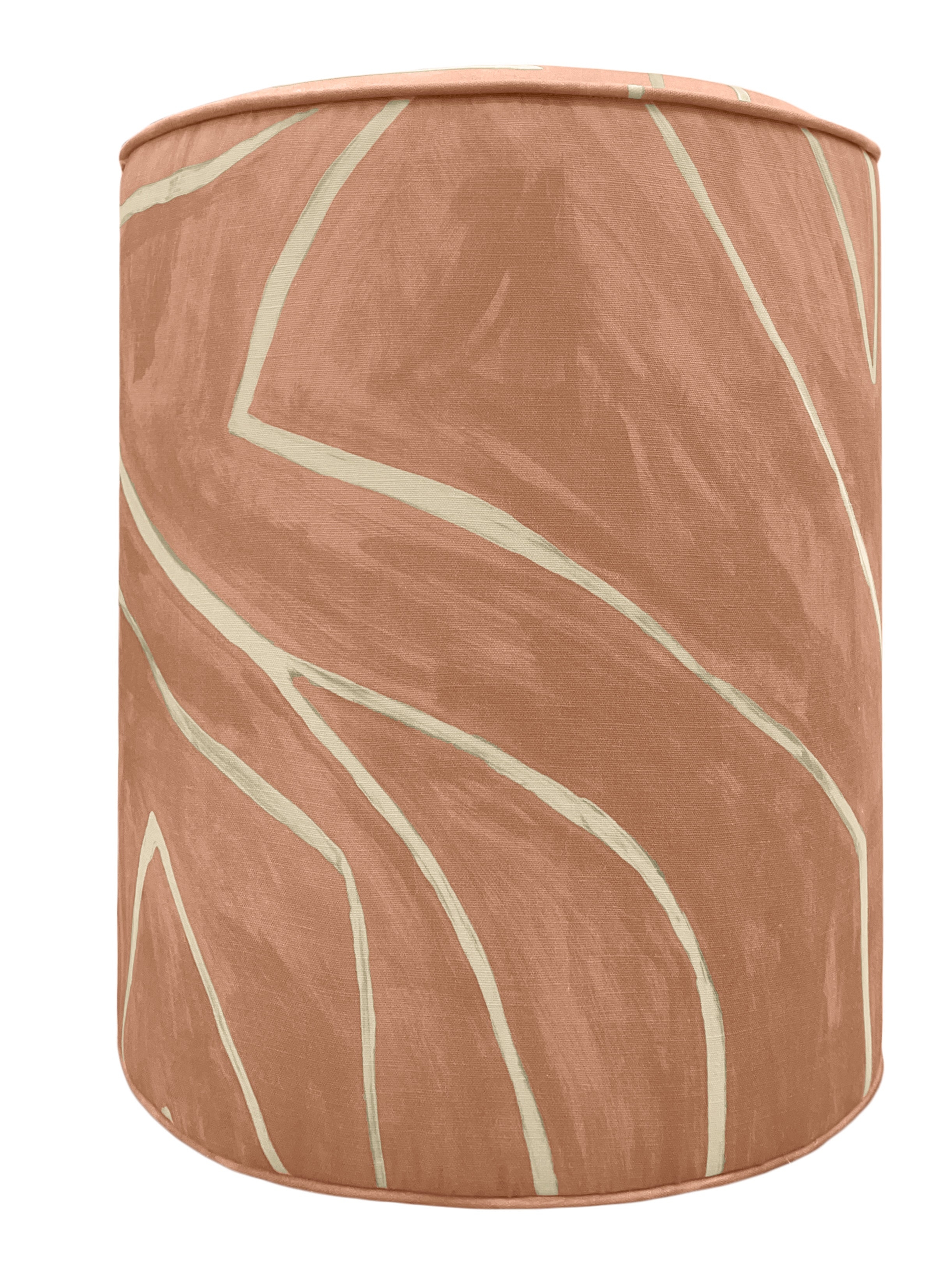 THE TIGHT ROUND OTTOMAN :: GRAFFITO // SALMON + CREAM - 17" Diameter X 19" Height - Image 1