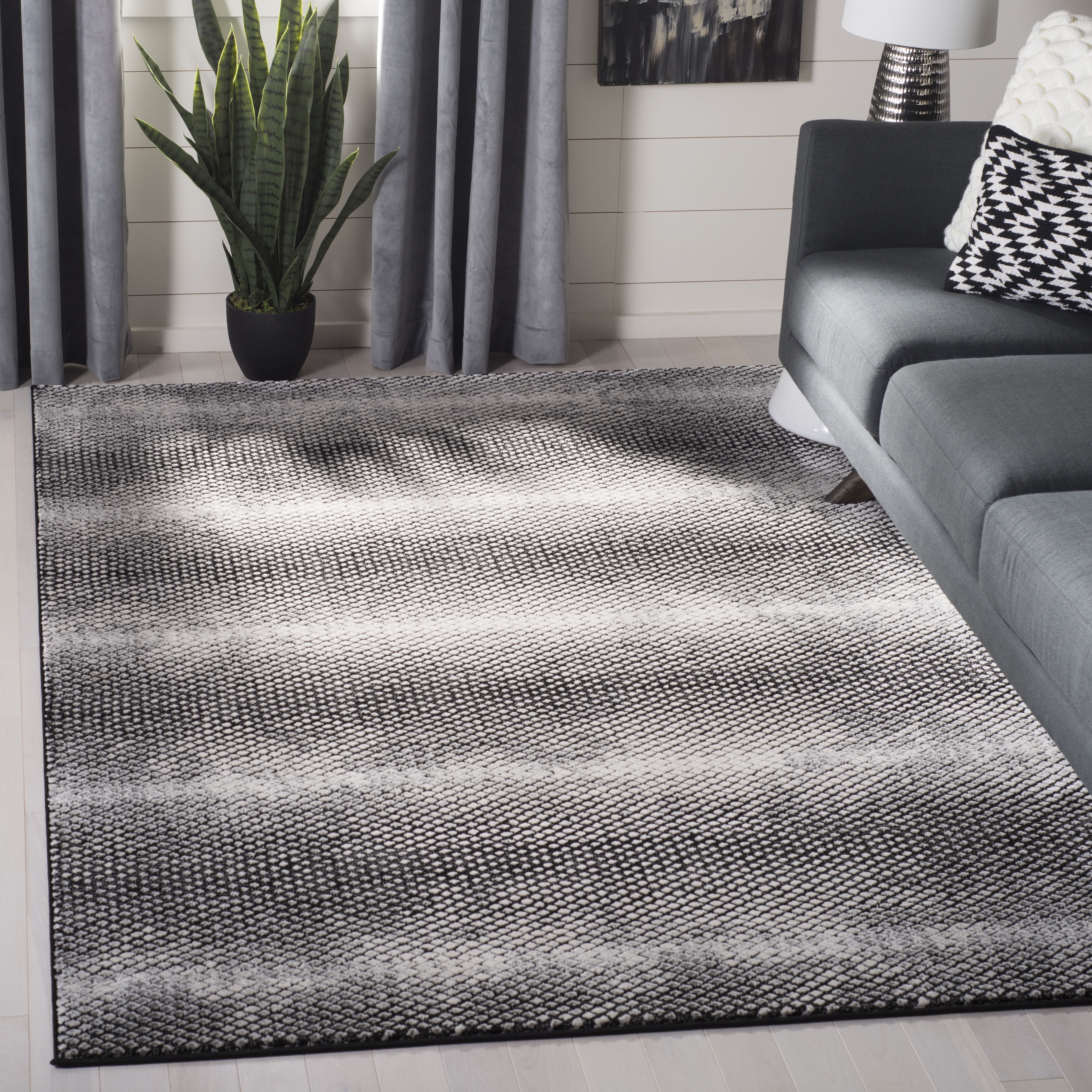 Arlo Home Woven Area Rug, LUR186Z, Black/Ivory,  8' X 10' - Image 1
