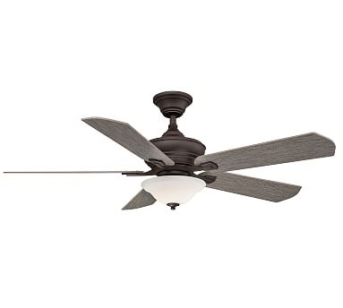 Camhaven Ceiling Fan With Glass Bowl Light Kit, Matte Greige & Weathered Wood - Image 0