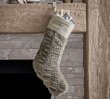 Honeycomb Faux Fur Stocking, Medium, Grey - Image 4