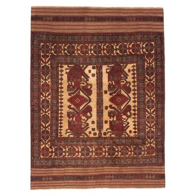 Hand-Knotted Afghan Shiravan Red Wool Rug 6'10" X 8'10" - Image 0
