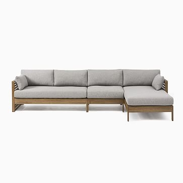 Santa Fe Slatted Outdoor 124 in 3-Piece Chaise Sectional, Driftwood - Image 2