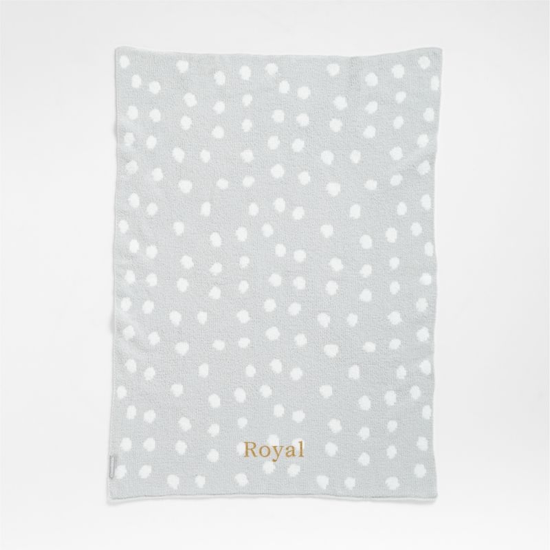 Reversible Grey Chenille Dot Baby Stroller Blanket - Image 6