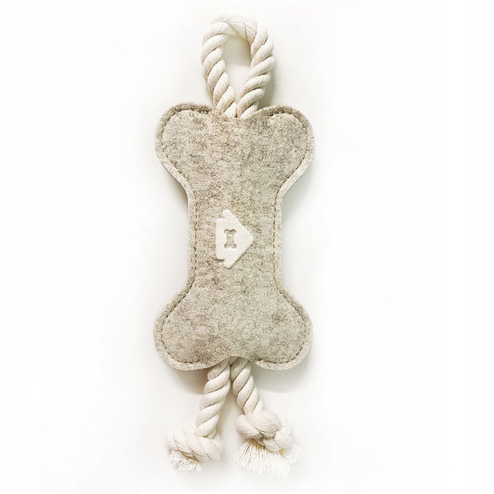 Wool Bone Binky Tug Toy, Felt/Twisted Rope, Seafoam,7 Inches - Image 3